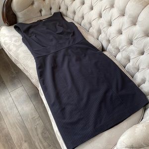 Tahari Black Grey Pin Striped Dress
